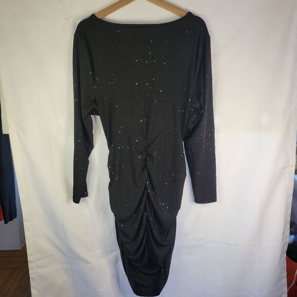 Black Sparkley Ribbed Fabric Cut-Out Dress - Picture 5 of 10